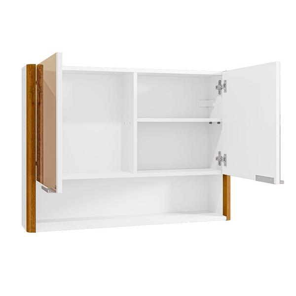 Imagem de Gabinete Armário Para Banheiro 70 cm Com Espelheira E Cuba Branco Naturalle Sea Shop JM