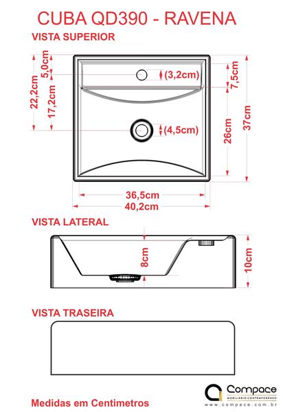 Imagem de Gabinete Armário para Banheiro (Balcão C/cuba Q39) Legno 830