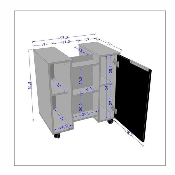 Imagem de Gabinete Armário Para Banheiro Com Porta e Rodízios Pequin - Bechara - ML