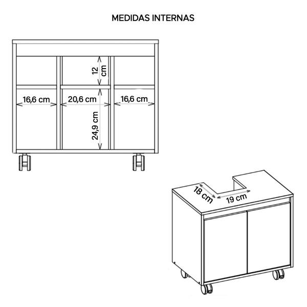 Imagem de Gabinete Armário Para Banheiro Rodízios Clean Branco Caemmun