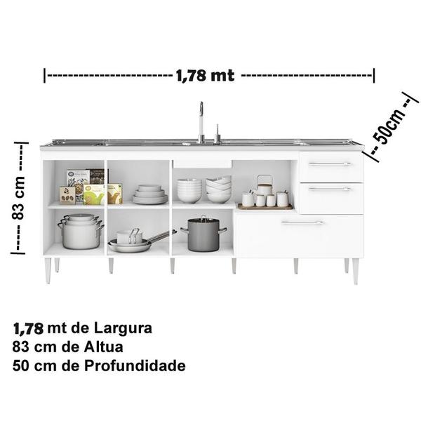 Imagem de Gabinete balcão para pia  de 1,80  metro com gavetão  branco