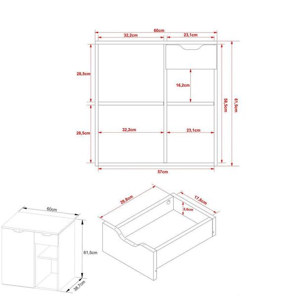 Imagem de Gabinete Banheiro 1 Porta 1 Gaveta 60cm Multimóveis CR10085 Branco