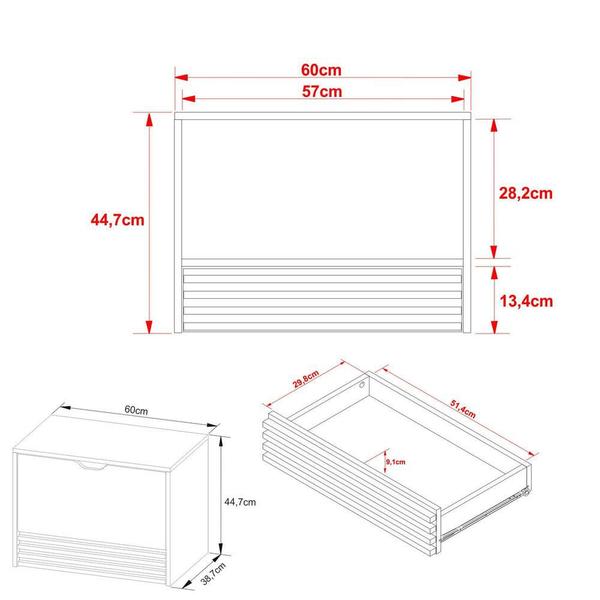 Imagem de Gabinete Banheiro 1 Porta 1 Gaveta 60cm Suspenso Multimóveis CR10091 Amêndoa/Mármore Branco