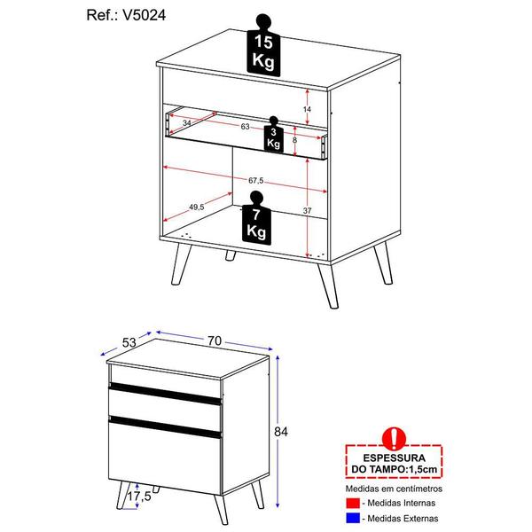 Imagem de Gabinete Banheiro 1 Porta e 1 Gaveta Retrô 70cm Multimóveis V5024