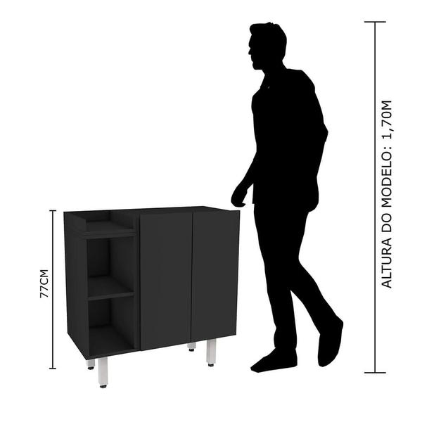 Imagem de Gabinete Banheiro 2 Portas 2 Nichos Preto Lilies Móveis
