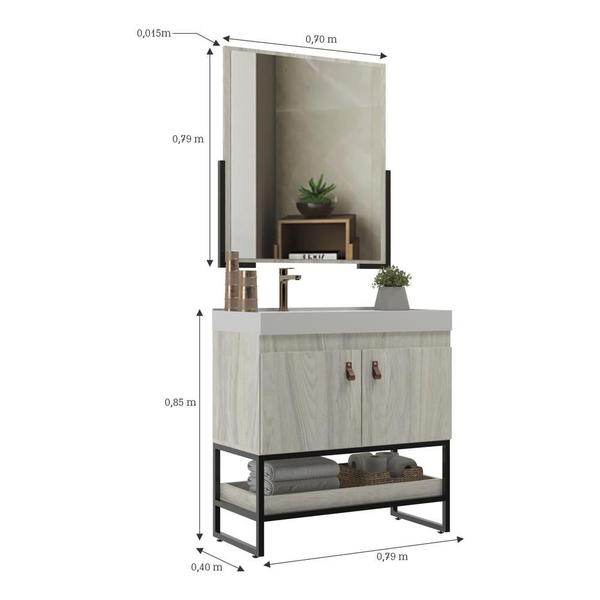 Imagem de Gabinete Banheiro 79cm com Cuba e Espelheira Multimóveis CR10108