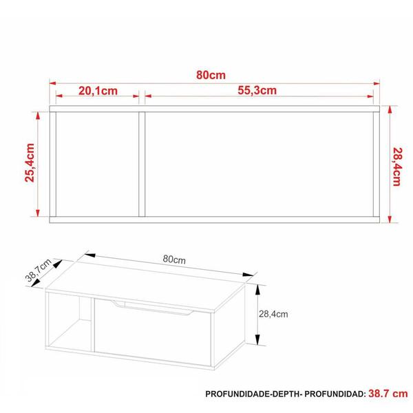 Imagem de Gabinete Banheiro 80cm com 1 Porta e Nicho Multimóveis CR10122