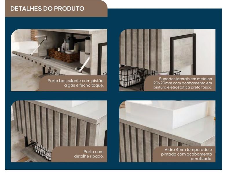 Imagem de Gabinete Banheiro 80cm Mdf Aço Com Cuba Prateleira Porta Havaí Pistache