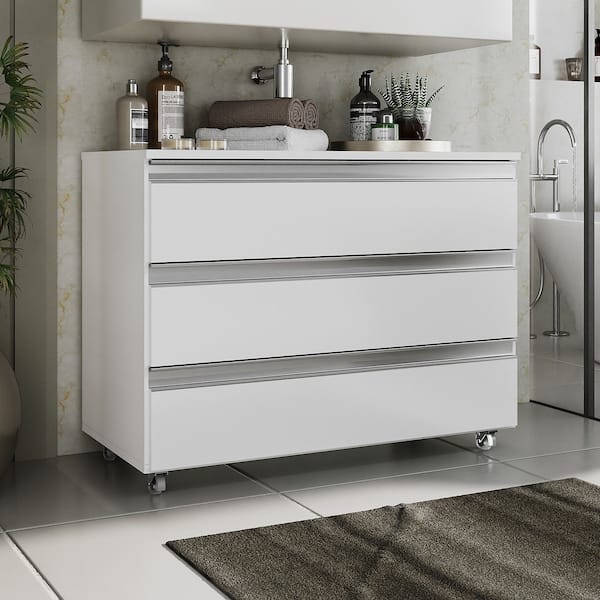 Gabinete Banheiro Joia 80cm com 3 Gavetas e Rodinha - - MOVEIS JOIA