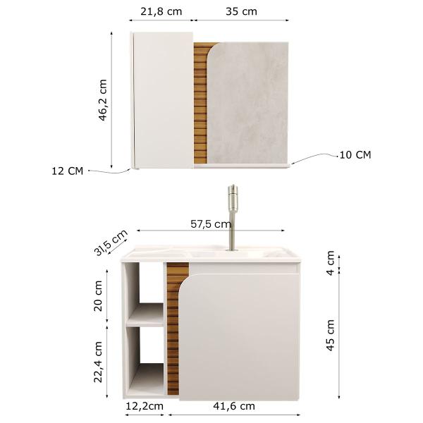 Imagem de Gabinete Banheiro Lotus com 2 portas Espelheira e Cuba