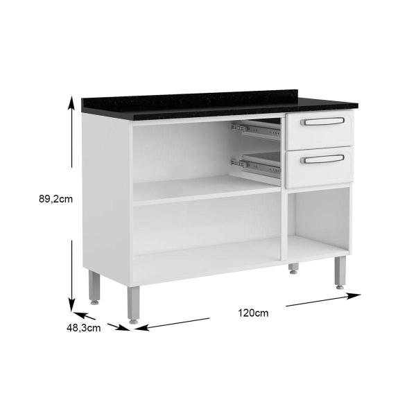 Imagem de Gabinete Bertolini Evidence 7124 c/Tampo 120cm Branco/Preto