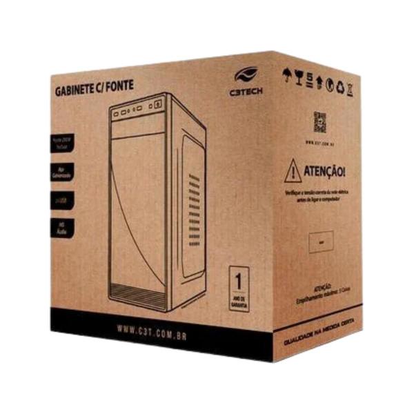 Imagem de Gabinete C3Tech Mini Tower Micro Atx Mt-34bk Com fonte 200w 