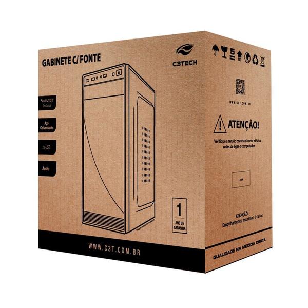 Imagem de Gabinete C3Tech MT-31BK Micro ATX USB Fonte 200W S/Cabo - Preto