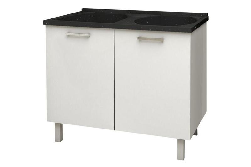 Imagem de Gabinete com Tanque Flat 89,3x56,9x54,5cm Branco e Preto Cozimax