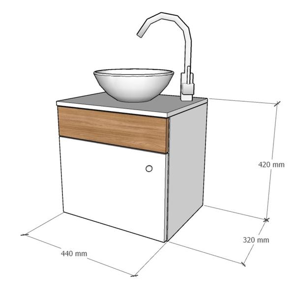 Imagem de Gabinete de Banheiro 44cm com Cuba para Lavabo Armário Suspenso