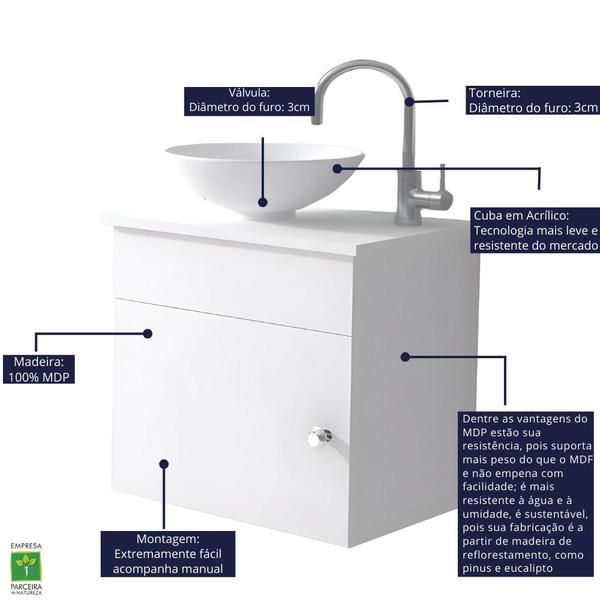 Imagem de Gabinete de Banheiro 44cm com Cuba para Lavabo Armário Suspenso