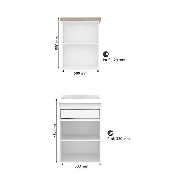 Imagem de Gabinete de Banheiro 50cm com Lavatório e Armário Ref 501 Cewal - Branco/Basalto