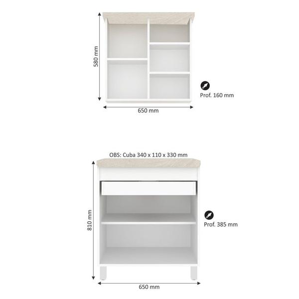 Imagem de Gabinete de Banheiro 65cm com Cuba e Armário Ref 502