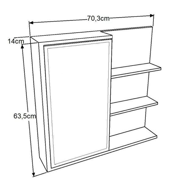 Imagem de Gabinete de Banheiro 80cm Paula com Espelheira 01 Porta sem Cuba