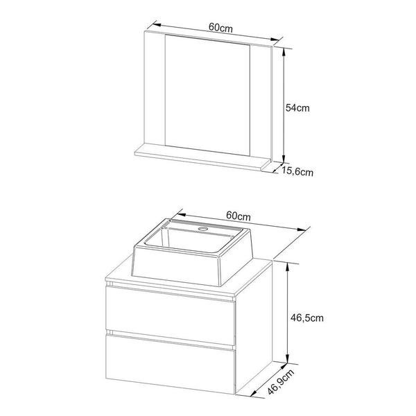 Imagem de Gabinete de Banheiro com Cuba e Espelheira 60cm Multimóveis CR10097
