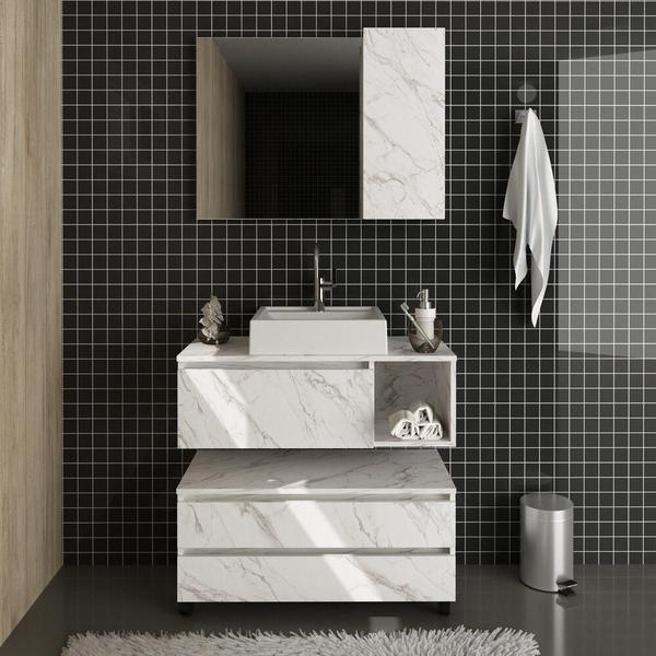 Imagem de Gabinete de Banheiro com Cuba e Espelheira 80cm Multimóveis CR10094