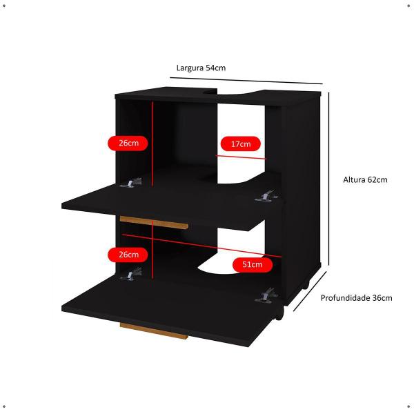 Imagem de Gabinete De Banheiro Prime Armário Para Pia De Coluna Preto