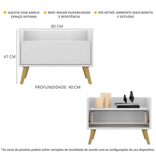 Imagem de Gabinete de Banheiro Retrô Multimóveis 80 cm FG5000 Branco/Natural