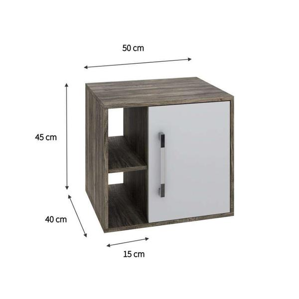 Imagem de Gabinete de Banheiro Soft 1 PT Carvalho Dark e Branco Chess 50 cm