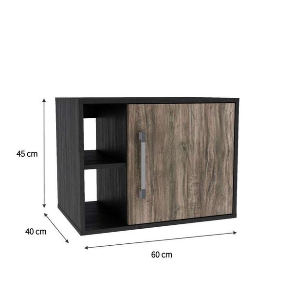 Imagem de Gabinete de Banheiro Soft 1 PT Ônix e Carvalho Dark 60 cm