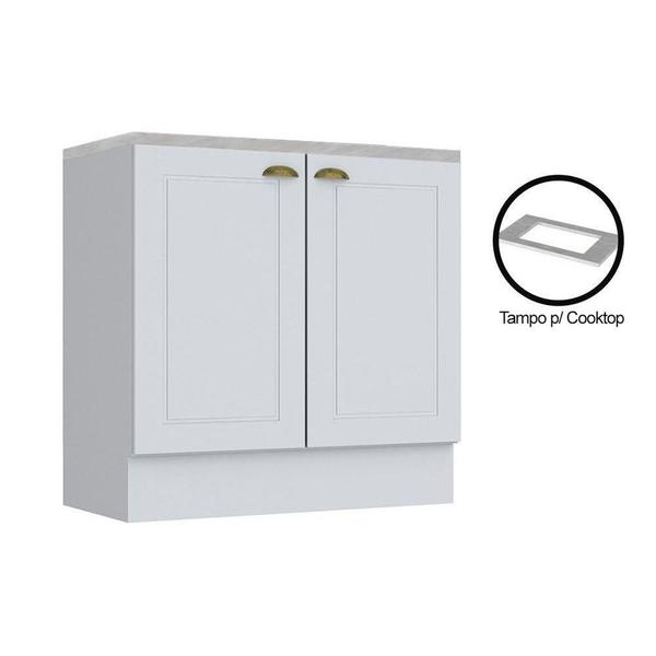 Imagem de Gabinete de Cozinha Modulado Balcão Americana 2 Portas c/ Tampo p/ Cooktop Branco - Henn