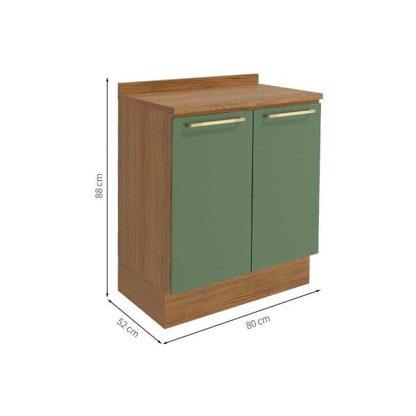 Imagem de Gabinete de Cozinha Modulado Balcão Botanic M623 2 Portas c/Tampo 80cm Nogueira/Fendi/Cinzel - Kappesberg