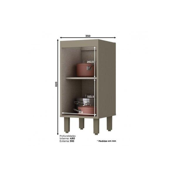 Imagem de Gabinete de Cozinha Modulado Balcão Connect 1 Porta s/ Tampo Duna/Cristal - Henn