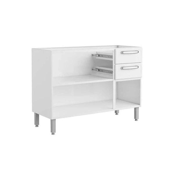 Imagem de Gabinete de Cozinha Modulado Balcão Gourmet 7024 3 Portas e 2 Gavetas s/ Tampo Branco - Bertolini