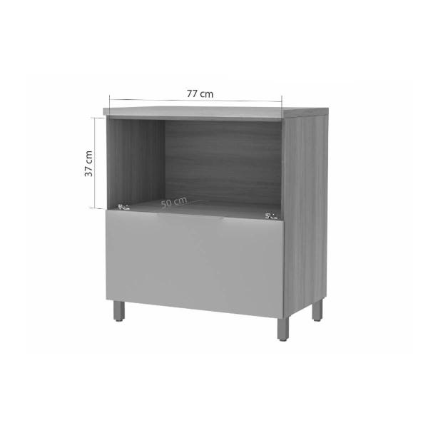 Imagem de Gabinete de Cozinha Modulado Balcão Marquesa 1 Porta Basculante e 1 Gaveta c/ Tampo 80cm Nature/Verde - Nesher