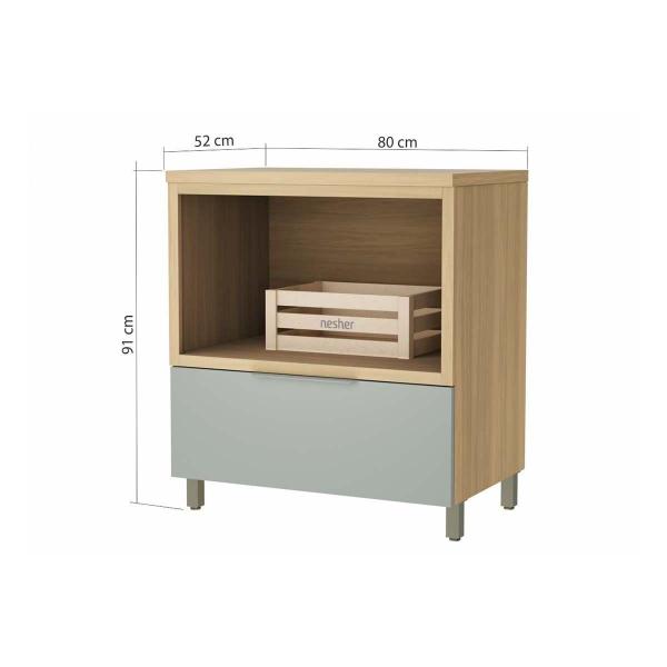 Imagem de Gabinete de Cozinha Modulado Balcão Marquesa Forno 1 Gaveta c/ Tampo 80cm Nature/Verde - Nesher