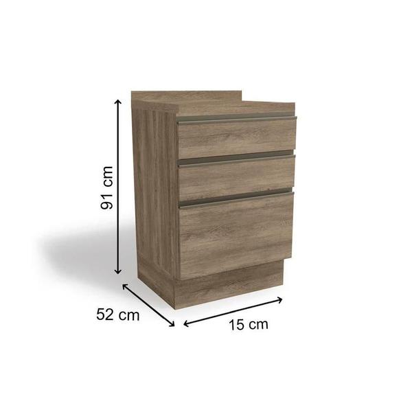 Imagem de Gabinete de Cozinha Modulado Balcão Maxxi G743 3 Gavetas c/Tampo 60cm Nogal/Preto Brilho - Kappesberg