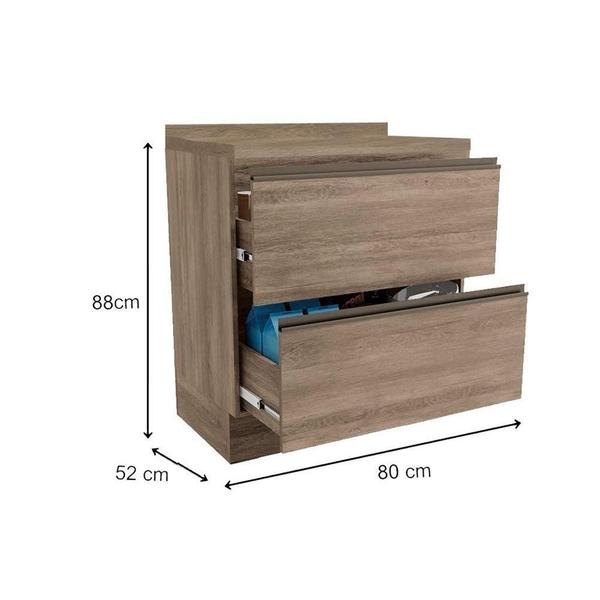 Imagem de Gabinete de Cozinha Modulado Balcão Maxxi G755 2 Gavetas c/Tampo 80cm Branco/Preto Brilho - Kappesberg