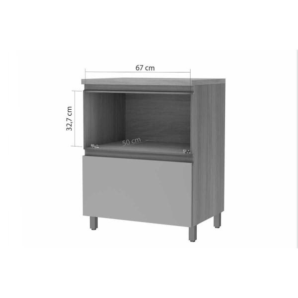 Imagem de Gabinete de Cozinha Modulado Balcão Rainha 1 Porta e 1 Gaveta c/ Tampo 70cm Branca/Nature - Nesher