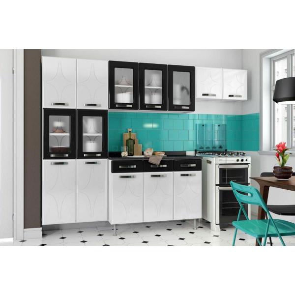 Gabinete de Cozinha Modulado Balcão Rubi 3 Portas e 3 Gavetas c/ Tampo Branco - Telasul Imagem de Gabinete de Cozinha Modulado Balcão Rubi 3 Portas e 3 Gavetas c/ Tampo Branco - Telasul
