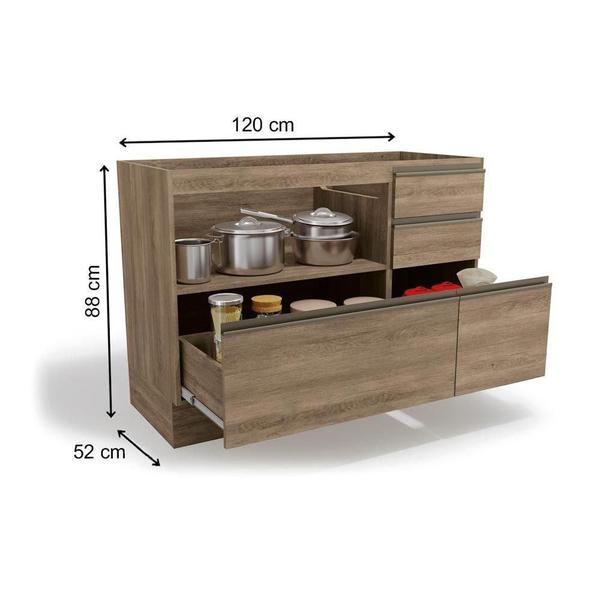 Imagem de Gabinete de Cozinha Modulado  Maxxi G746 1 Porta e 4 Gavetas p/ Pia Nogal - Kappesberg