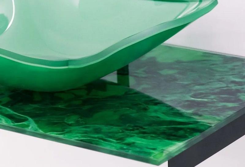 Imagem de Gabinete de vidro 50cm para banheiro chipre mármore verde ek