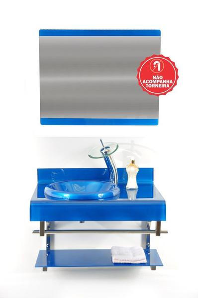 Imagem de Gabinete de vidro 60cm full curvado duplo inox azul escuro