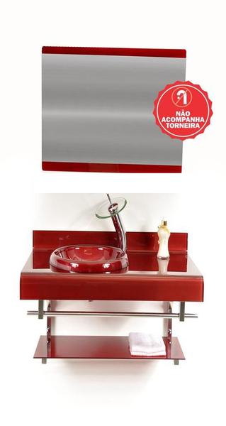 Imagem de Gabinete De Vidro 60Cm Full Curvado Duplo Inox Vermelho Cereja