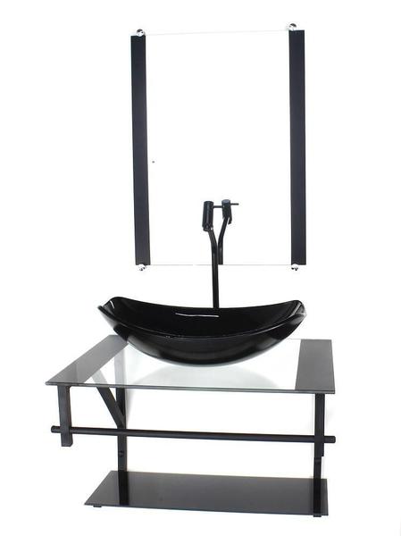 Gabinete De Vidro Banheiro 60Cm Ap Cuba Oval Chanfrada Preto - Cubas E Gabinetes Imagem de Gabinete De Vidro Banheiro 60Cm Ap Cuba Oval Chanfrada Preto