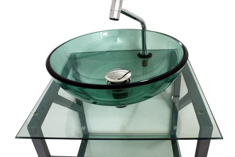 Imagem de Gabinete de vidro verde 40cm ac com cuba redonda