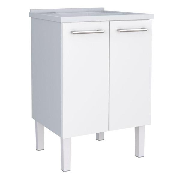 Imagem de Gabinete em Aço com Tanque em Mármore Sintético Flat 60cm Branco Cozimax