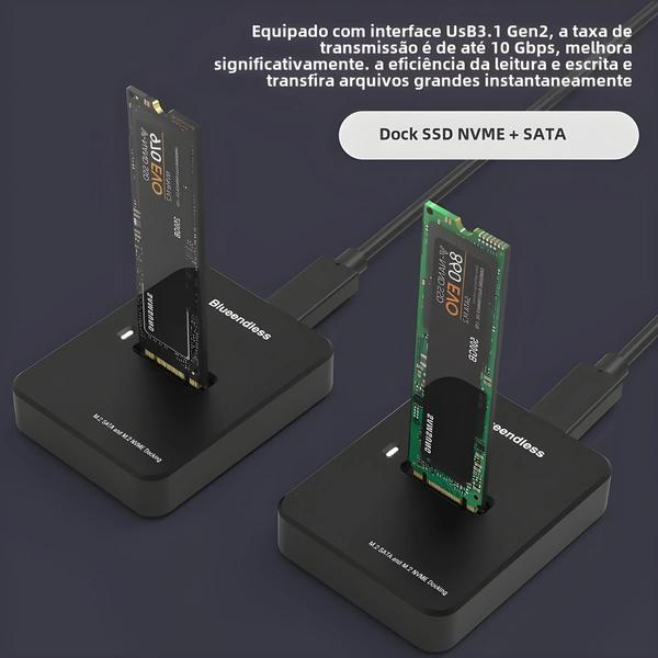 Imagem de Gabinete Externo Blueendless para SSD NVMe M.2 10Gbps - com Leitor de Cartões SD