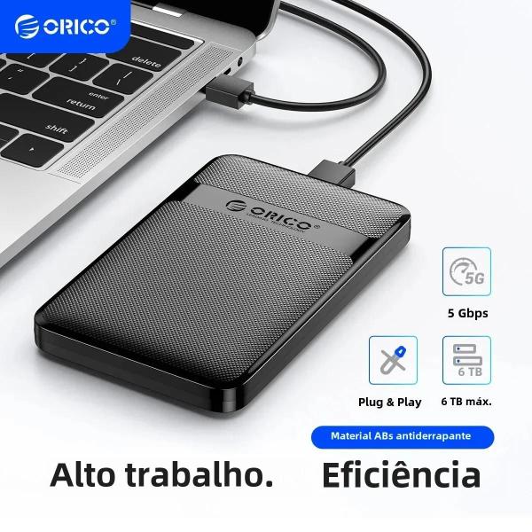 Imagem de Gabinete Externo HDD ORICO SATA USB 3.0 - Tipo-C, 6Gbps, 2.5" com Suporte Auto-Sleep