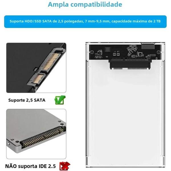 Imagem de Gabinete Externo para HD 2,5" SATA USB 3.0 com Suporte UASP - Portátil