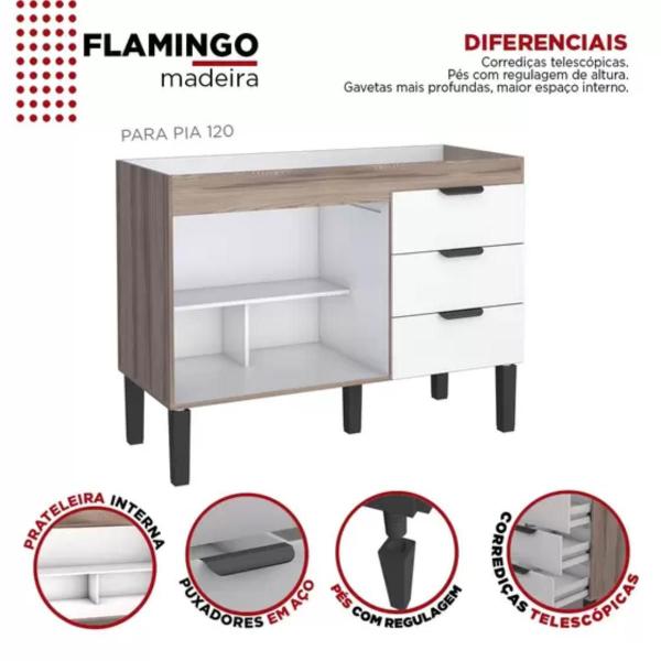 Imagem de Gabinete Flamingo Em MDP 1,20 Branco Tamarindo 100137 Cozimax